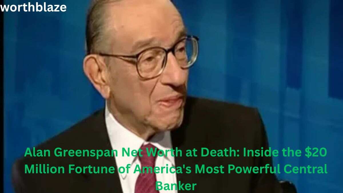 Alan Greenspan during a television interview discussing economics and financial markets, related to Alan Greenspan Net Worth.