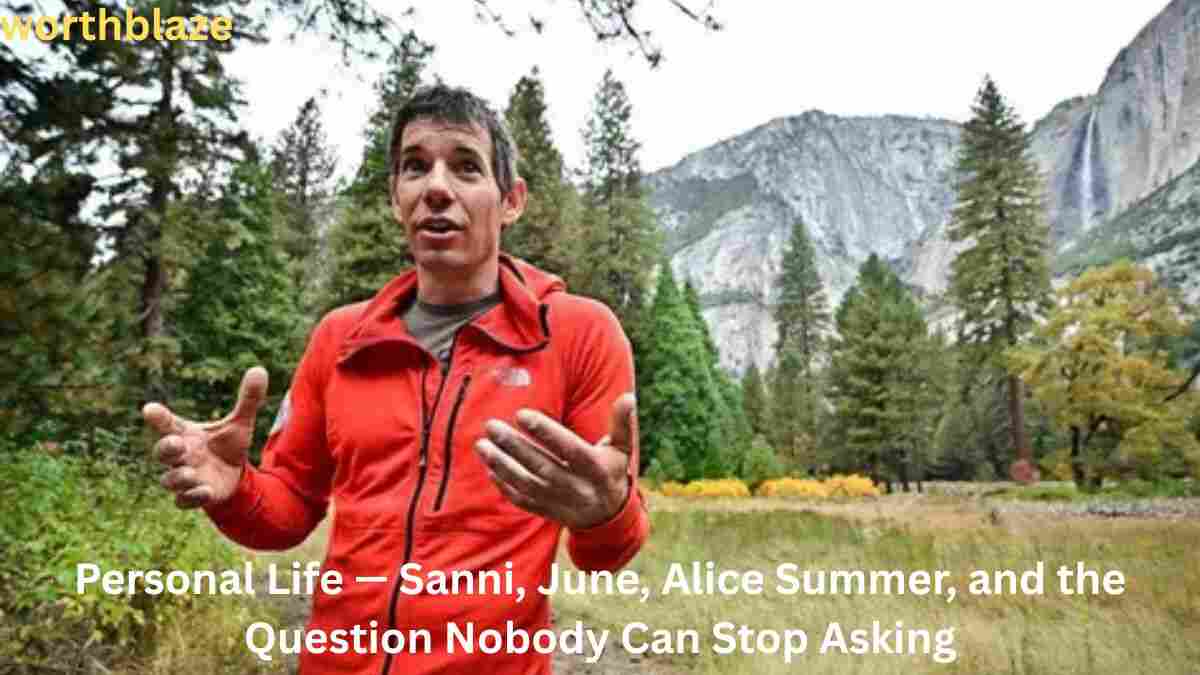 Alex Honnold standing outdoors in a scenic mountain landscape, sharing insights about his personal life and climbing journey connected to Alex Honnold Net Worth.
