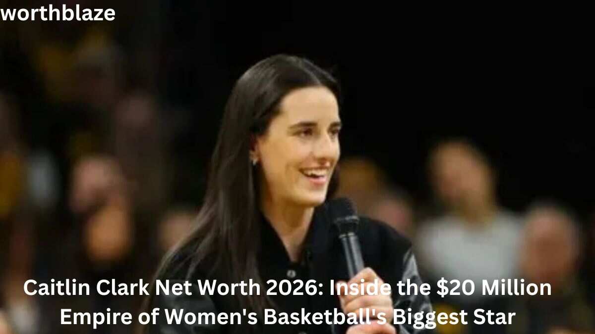 Caitlin Clark speaking at a basketball event, highlighting Caitlin Clark Net Worth 2026 and her growing success in women's basketball.