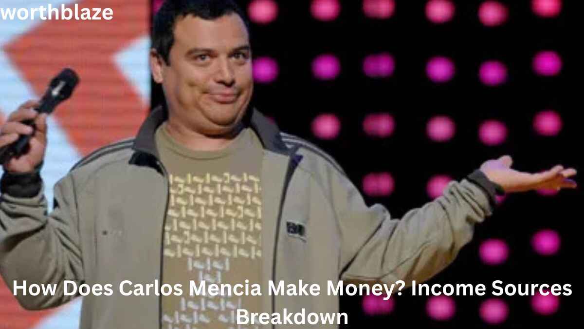 Carlos Mencia performing stand-up comedy on stage while discussing career earnings and income sources, related to Carlos Mencia Net Worth.