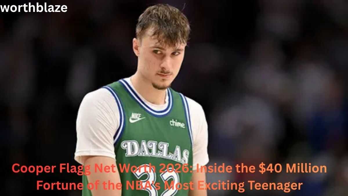Cooper Flagg wearing a Dallas basketball jersey during a game, featured in a Cooper Flagg Net Worth article highlighting his rising NBA career.