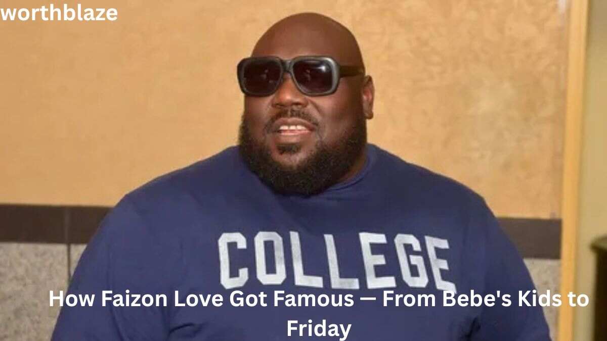 Faizon Love wearing sunglasses and a college sweatshirt, featured in a story about Faizon Love Net Worth, career success, and rise to fame from Bebe’s Kids to Friday.