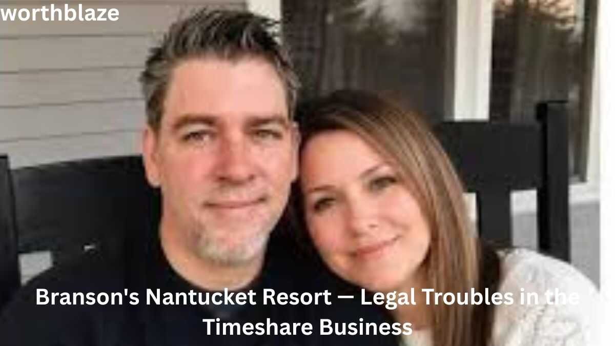 Kevin Knasel and a woman posing together on a porch, featured in an article about Kevin Knasel Net Worth and the legal troubles surrounding Branson's Nantucket Resort timeshare business.