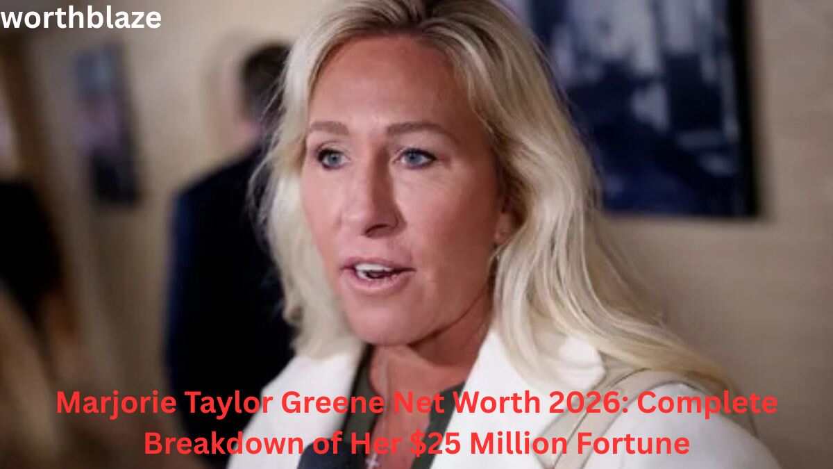 Marjorie Taylor Greene speaking during an interview, featured in an article about Marjorie Taylor Greene Net Worth and her estimated $25 million fortune in 2026.