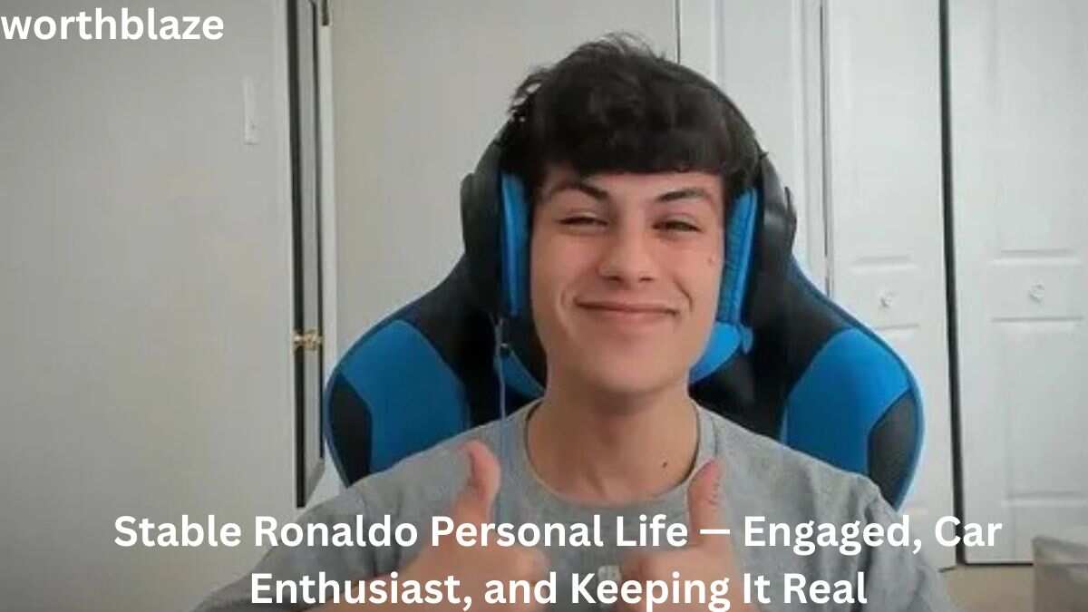Stable Ronaldo smiling while wearing a gaming headset and sitting in a gaming chair, featured in an article about Stable Ronaldo's personal life, engagement, hobbies, and lifestyle.