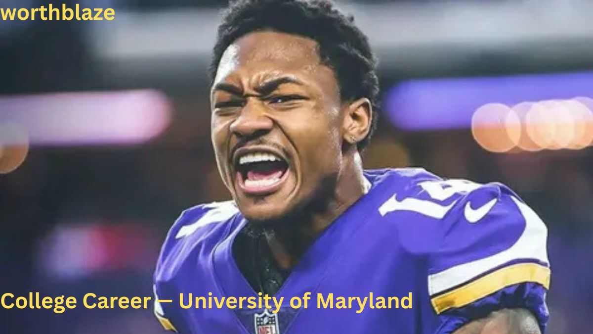 Stefon Diggs in his football uniform during his University of Maryland college career.