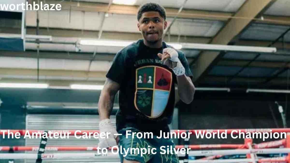 Shakur Stevenson training in the gym during his early boxing career, featured for Shakur Stevenson Net Worth 2026 and his journey from amateur champion to Olympic silver medalist.