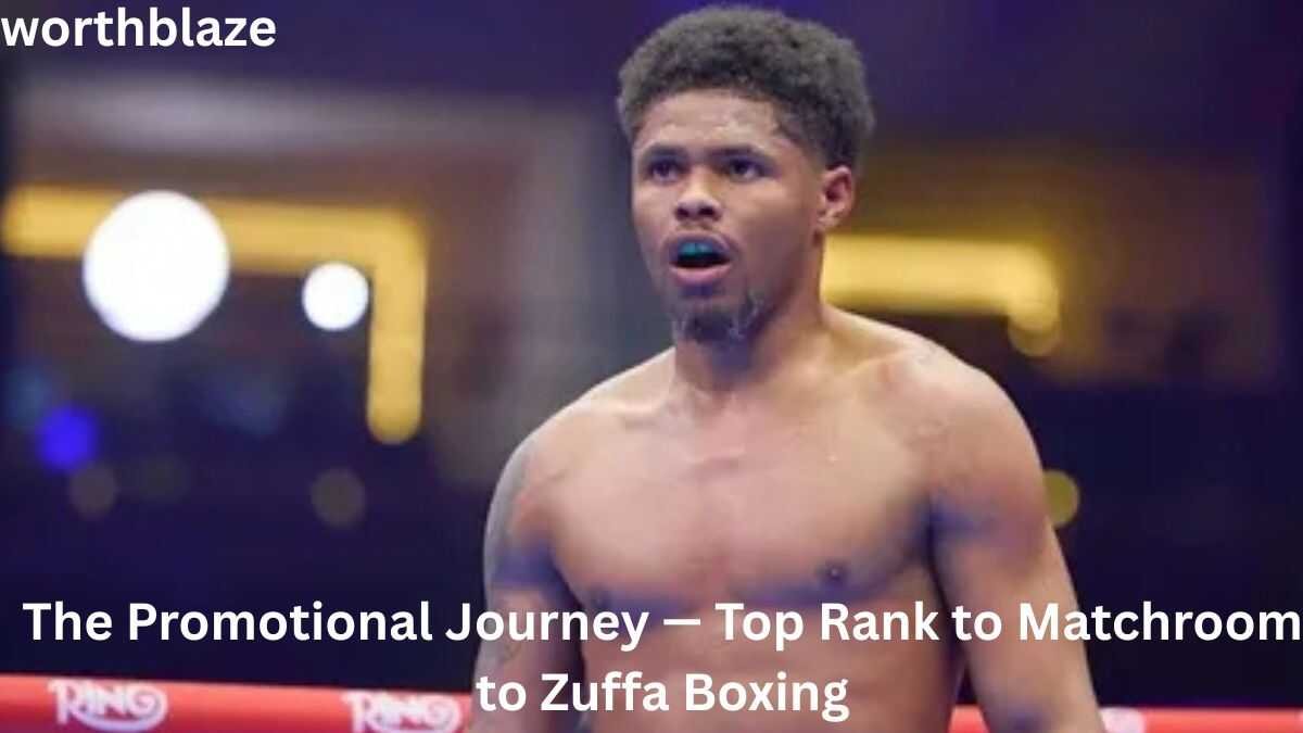 Shakur Stevenson in the boxing ring during his promotional journey, highlighting Shakur Stevenson Net Worth 2026 and his rise through Top Rank, Matchroom, and Zuffa Boxing.