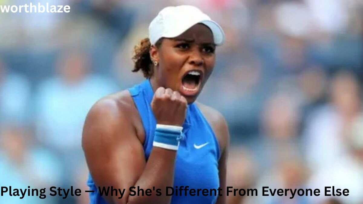 Taylor Townsend celebrates during a match for the Taylor Townsend Net Worth 2026 article.
